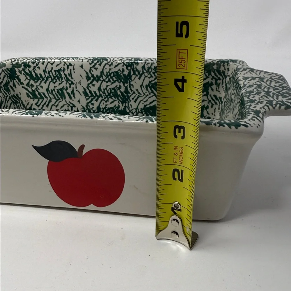 Vintage Stoneware Apple Design Baking Dish Loaf Bread Pan cottagecore